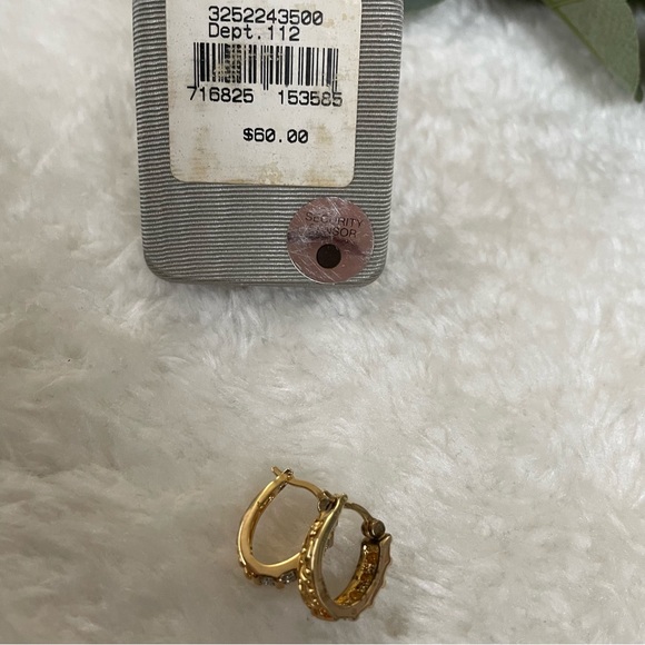 Diamond Accent 18 kt Yellow Gold Over Sterling Silver Pierced Earrings - Picture 10 of 11